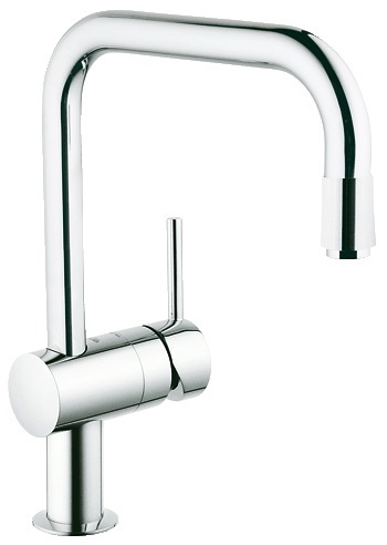 GROHE Minta Miscelatore Monocomando per Lavello Cromo - Bocca Alta a U, Mousseur, Cartuccia 46 mm, Estraibile e Orientabile