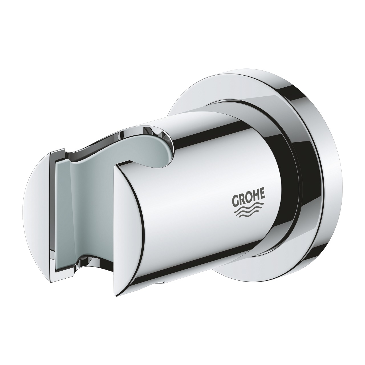 Grohe Rainshower Supporto a Parete per Manopola Doccia - Cromo, Modello 27074000, Montaggio a Parete con Rosetta Rotonda
