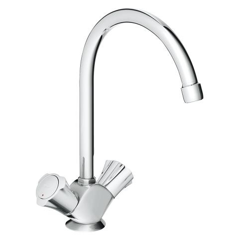 GROHE Adria 31831001 Rubinetto Monoforo per Lavello Cromo con Cromatura Grohe StarLight e Maniglie in Metallo