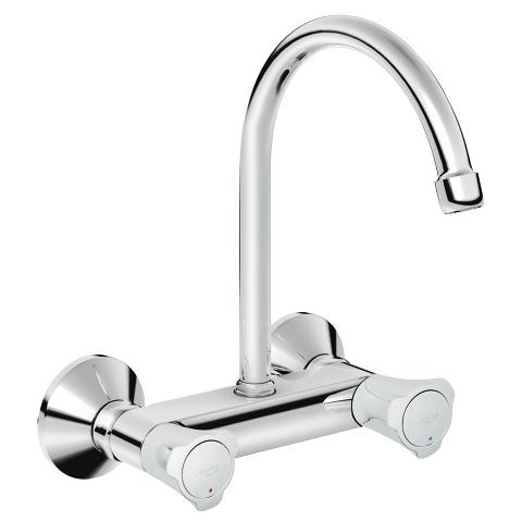 GROHE Costa L Rubinetto Cucina a Parete - Cromo, Design Classico, Bocca Girevole 360°, Maniglie in Metallo, Termoisolato