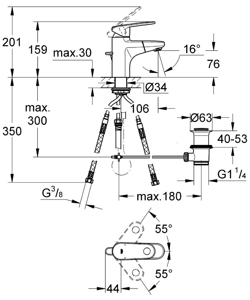 GROHE Europlus Miscelatore Monocomando per Lavabo S-Size Cromo con Bocca Estraibile e Tecnologia SilkMove