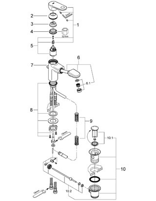 GROHE Europlus Miscelatore Monocomando per Lavabo S-Size Cromo con Bocca Estraibile e Tecnologia SilkMove