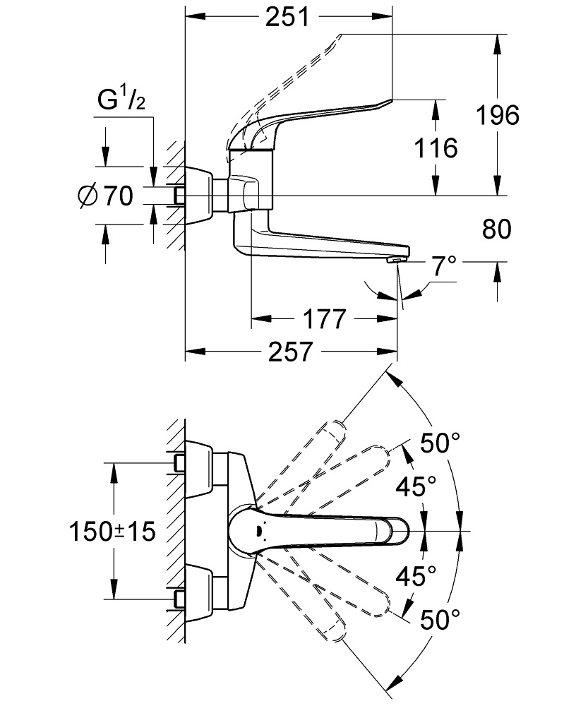 Grohe Euroeco Special 32773000 Miscelatore Monocomando per Lavabo Cromo - Sporgenza 257 mm, Leva in Metallo, Risparmio Idrico