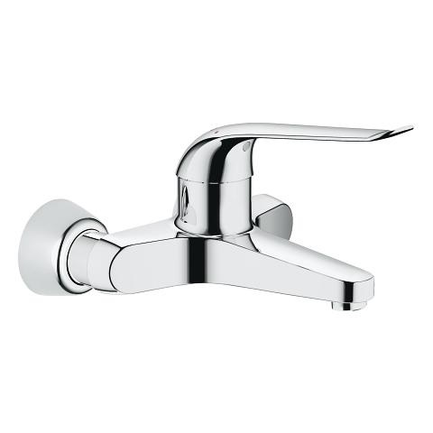 Grohe 32778000 Euroeco Special Miscelatore Monocomando per Lavabo a Parete Cromo, Sporgenza 205 mm, Tecnologia EcoJoy e SilkMove