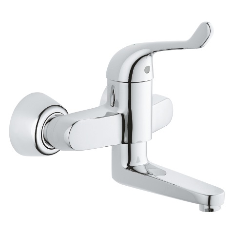 Grohe 32792000 Euroeco Special Miscelatore Lavabo Monocomando a Parete con Movimento Orizzontale, Cromo, Tecnologia EcoJoy e StarLight