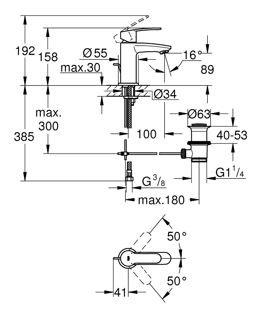 Grohe Eurostyle Cosmopolitan Miscelatore Lavabo S-Size Cromo con Scarico a Scomparsa