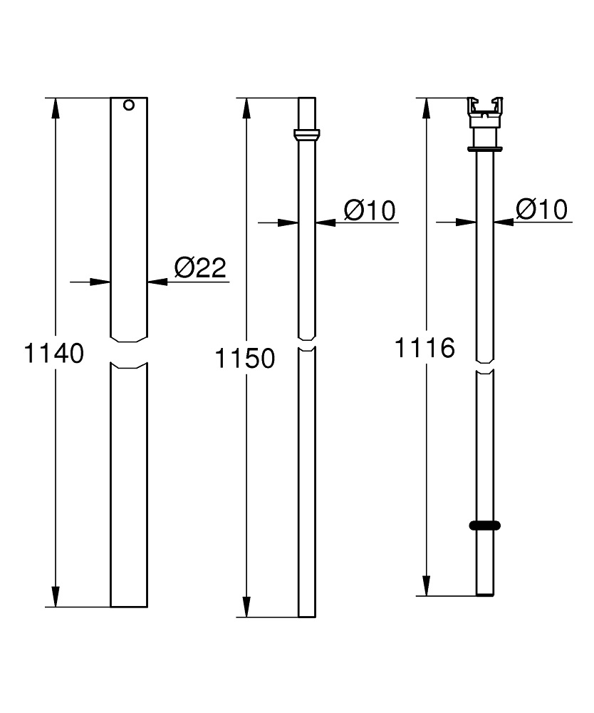 GROHE 48053000 Asta Verticale per Sistemi Doccia Cromata - Lunghezza 114 cm, Prolunga di 15 cm, Compatibile con Rainshower ed Euphoria