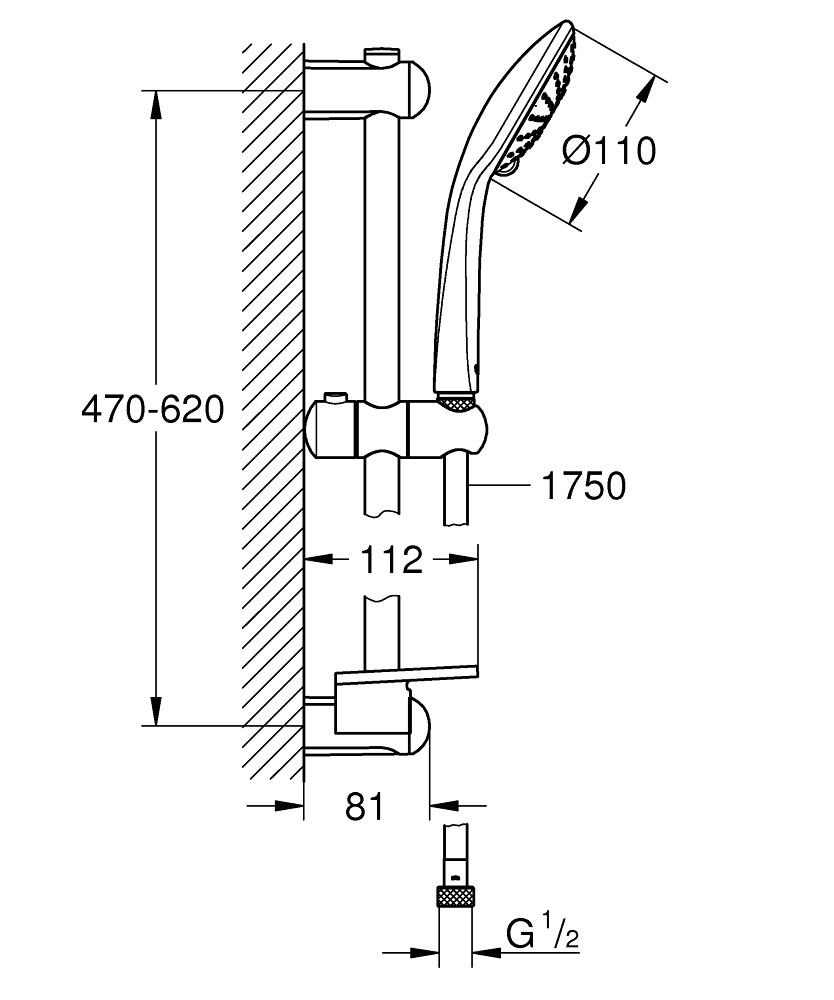 GROHE Euphoria 110 Duo Set Doccia Cromo con Doccetta, 2 Tipi di Getto, Mensola e Sistema QuickFix