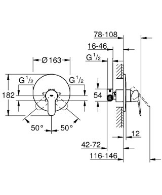 GROHE BauEdge Miscelatore Monocomando per Doccia Incasso Cromo - 29078000