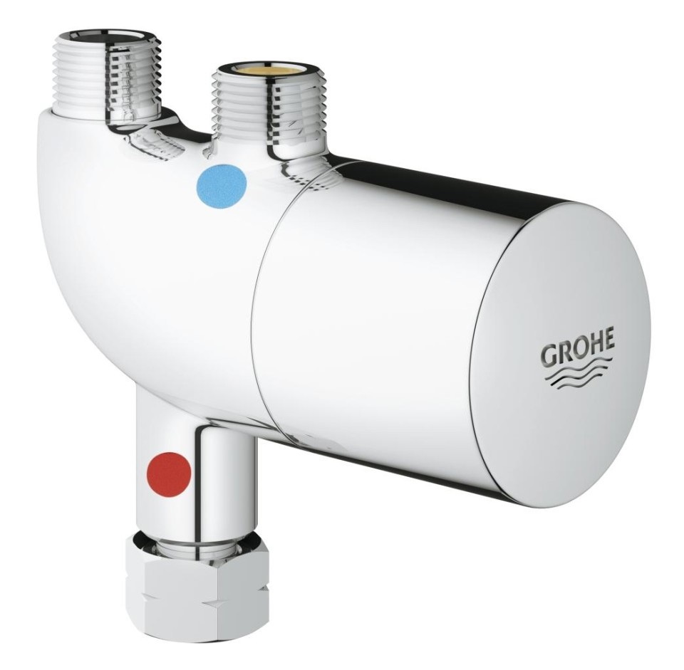 Grohe Grohtherm Micro 34487000 Dispositivo Termostatico Anti-Scottatura per Sottolavabo e Sottolavello, Cromo con Cromatura Grohe StarLight e Tecnologia TurboStat