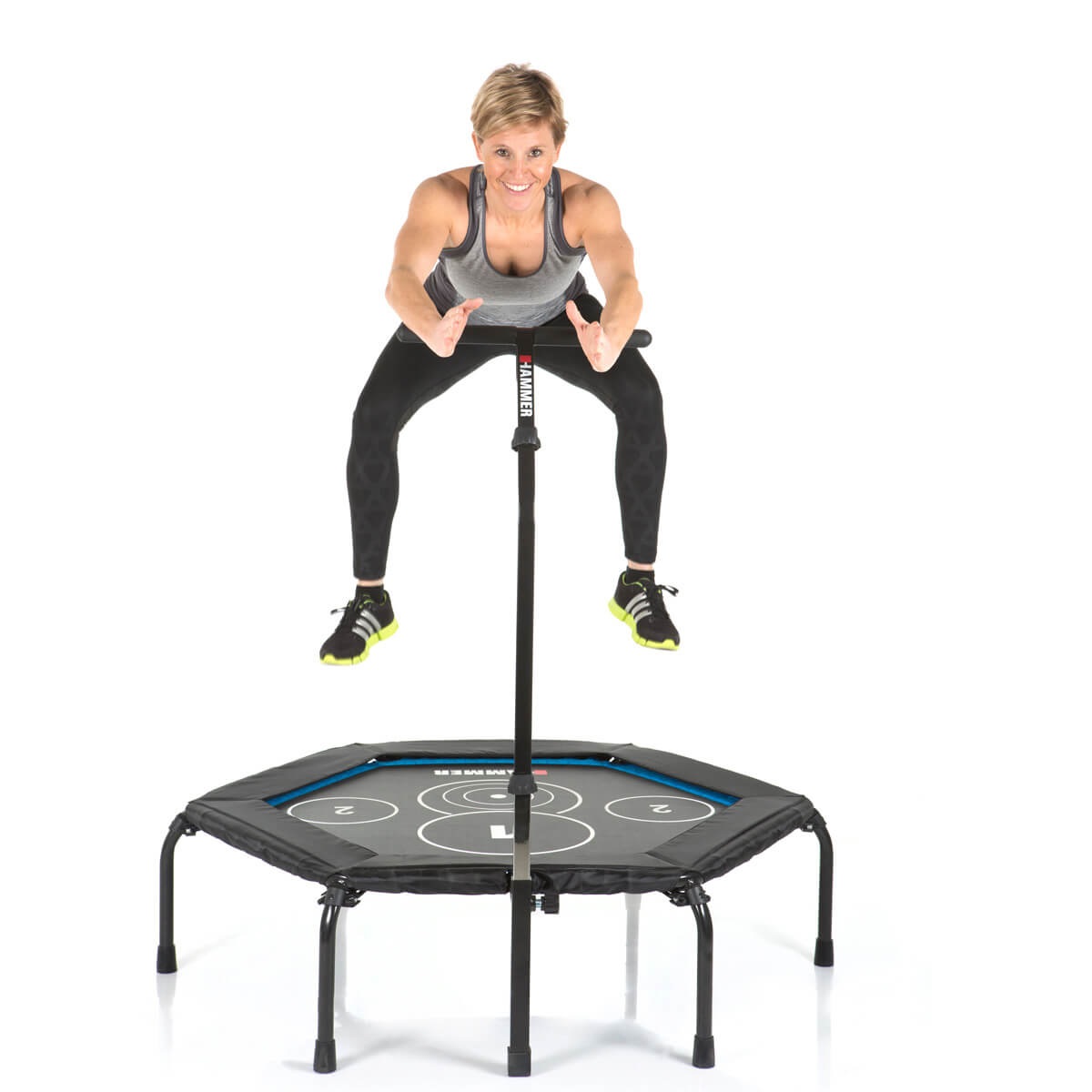 Hammer Trampolino Fitness Cross Jump 120 x 130 x 140 cm - Max Peso Utente 130 kg, Richiudibile e Salvaspazio