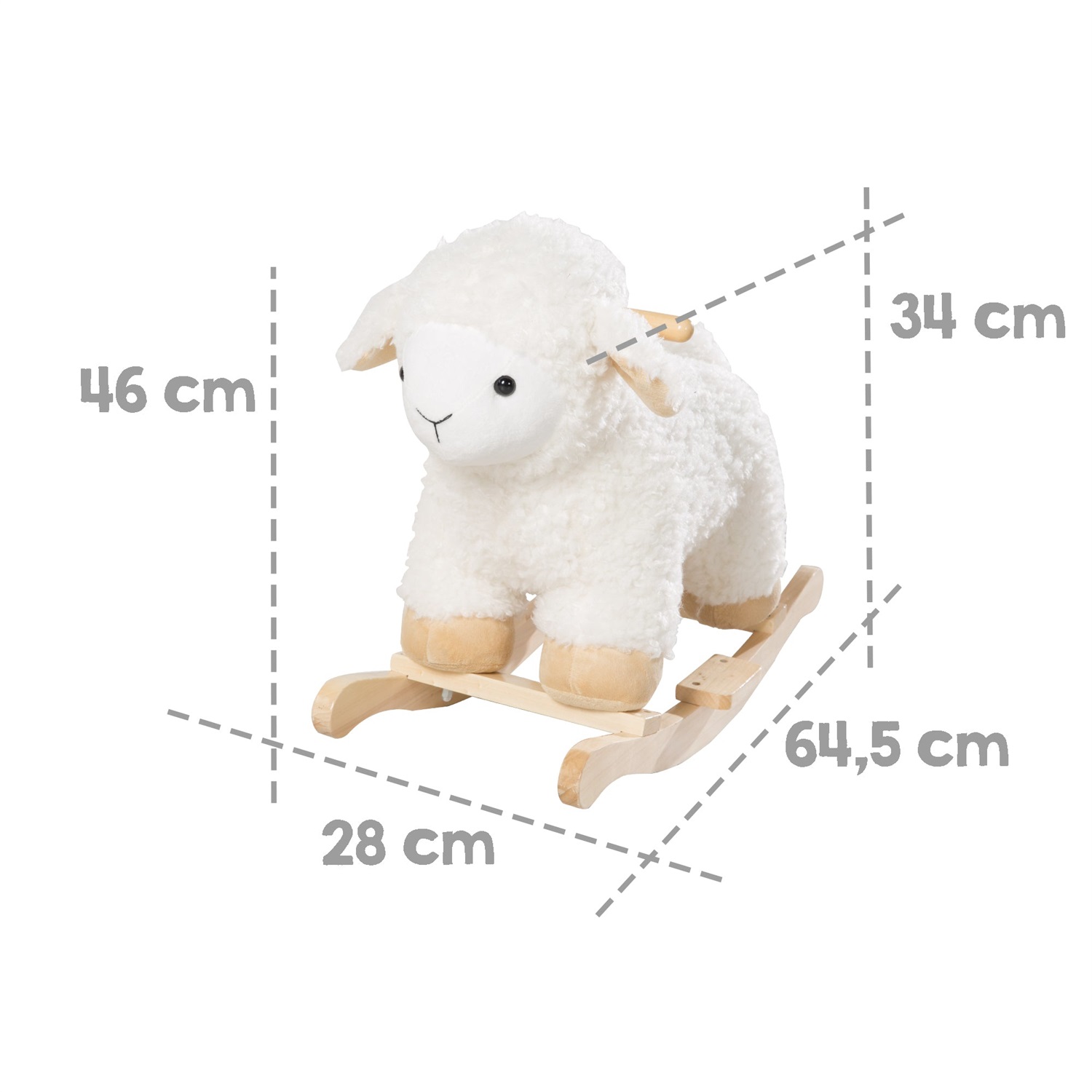 roba Pecorella a Dondolo per Bambini - Altezza Sedile 34 cm, Portata Fino a 25 kg, Design Allegro in Legno Massiccio