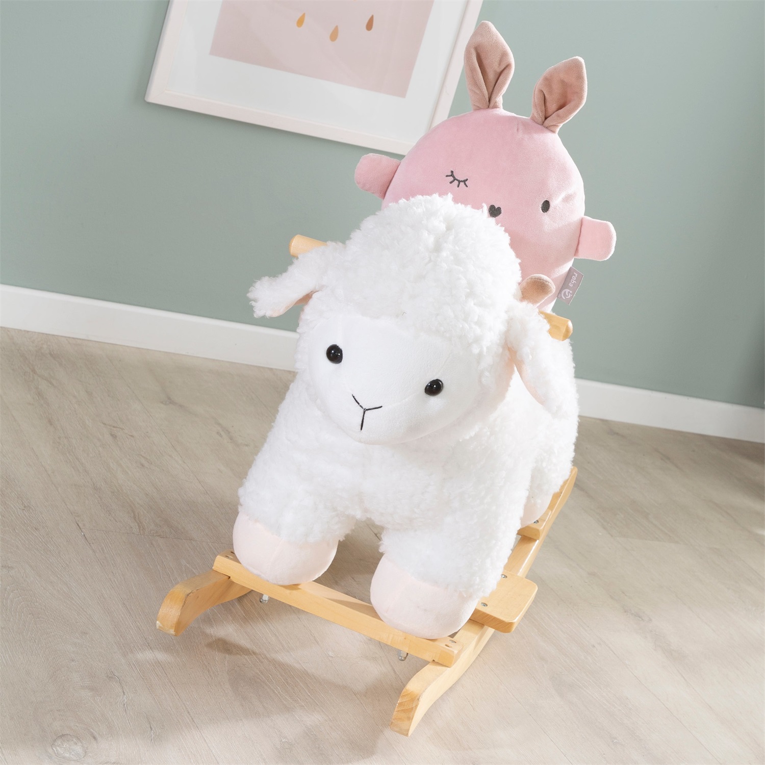 roba Pecorella a Dondolo per Bambini - Altezza Sedile 34 cm, Portata Fino a 25 kg, Design Allegro in Legno Massiccio