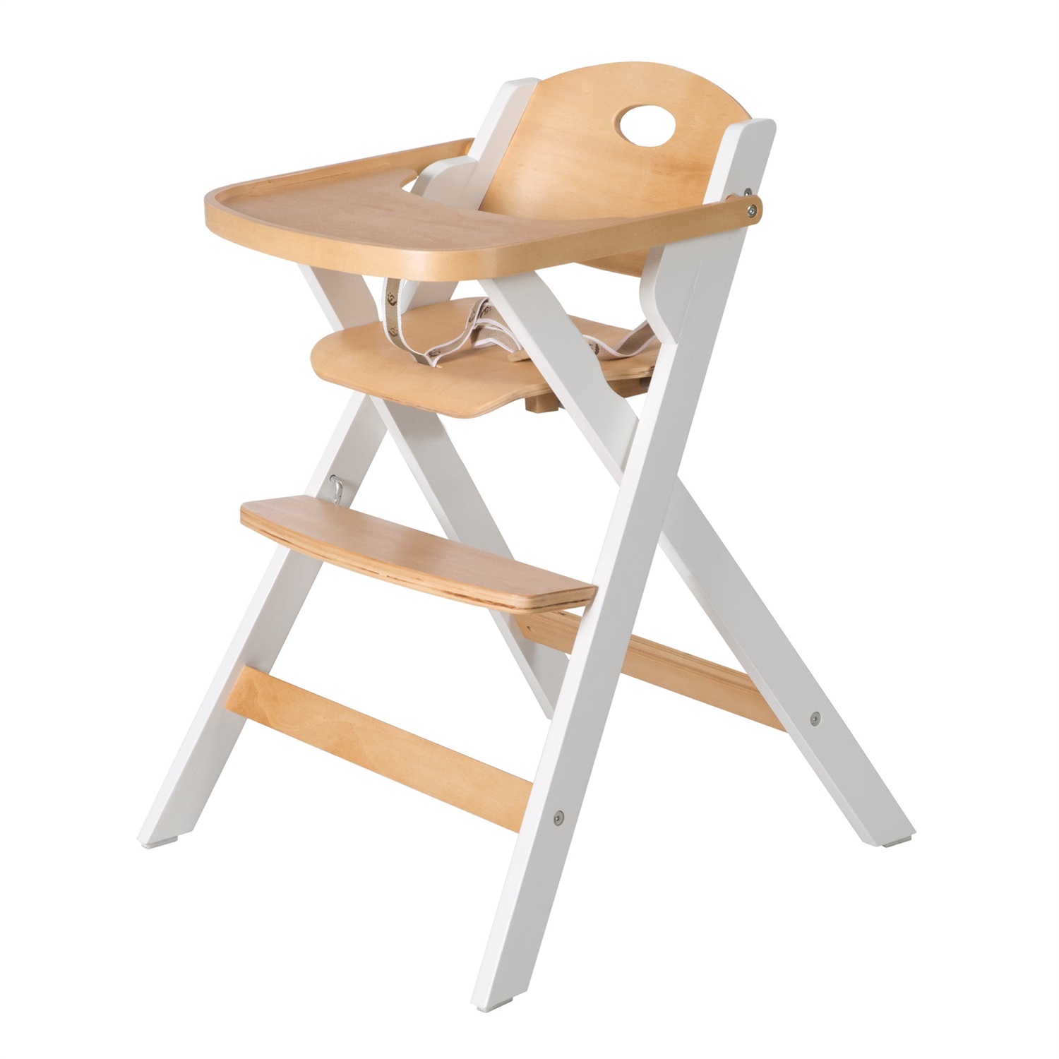 Roba Seggiolone per Bambini e Neonati Fold Up Smart - Chiudibile, Poco Ingombrante, con Vassoio, Cinghie Regolabili e Anti-ribaltamento - Legno Naturale / Bianco