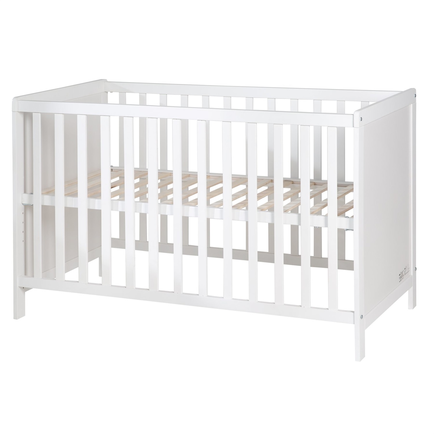roba Lettino Co-sleeping 60x120 cm in Legno Bianco, Rete a Doghe Inclusa, Regolabile in Altezza, 5 Pioli Estraibili