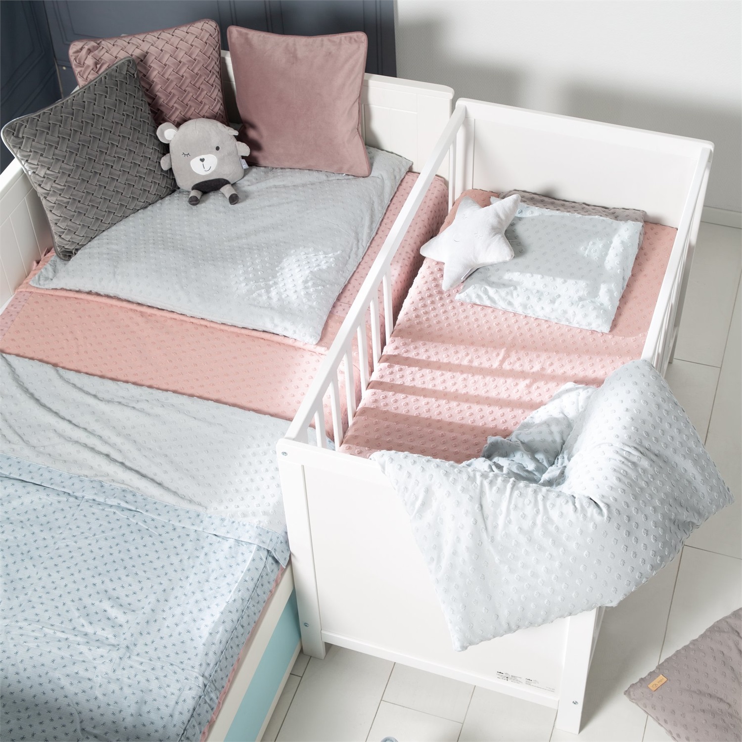 roba Lettino Co-sleeping 60x120 cm in Legno Bianco, Rete a Doghe Inclusa, Regolabile in Altezza, 5 Pioli Estraibili
