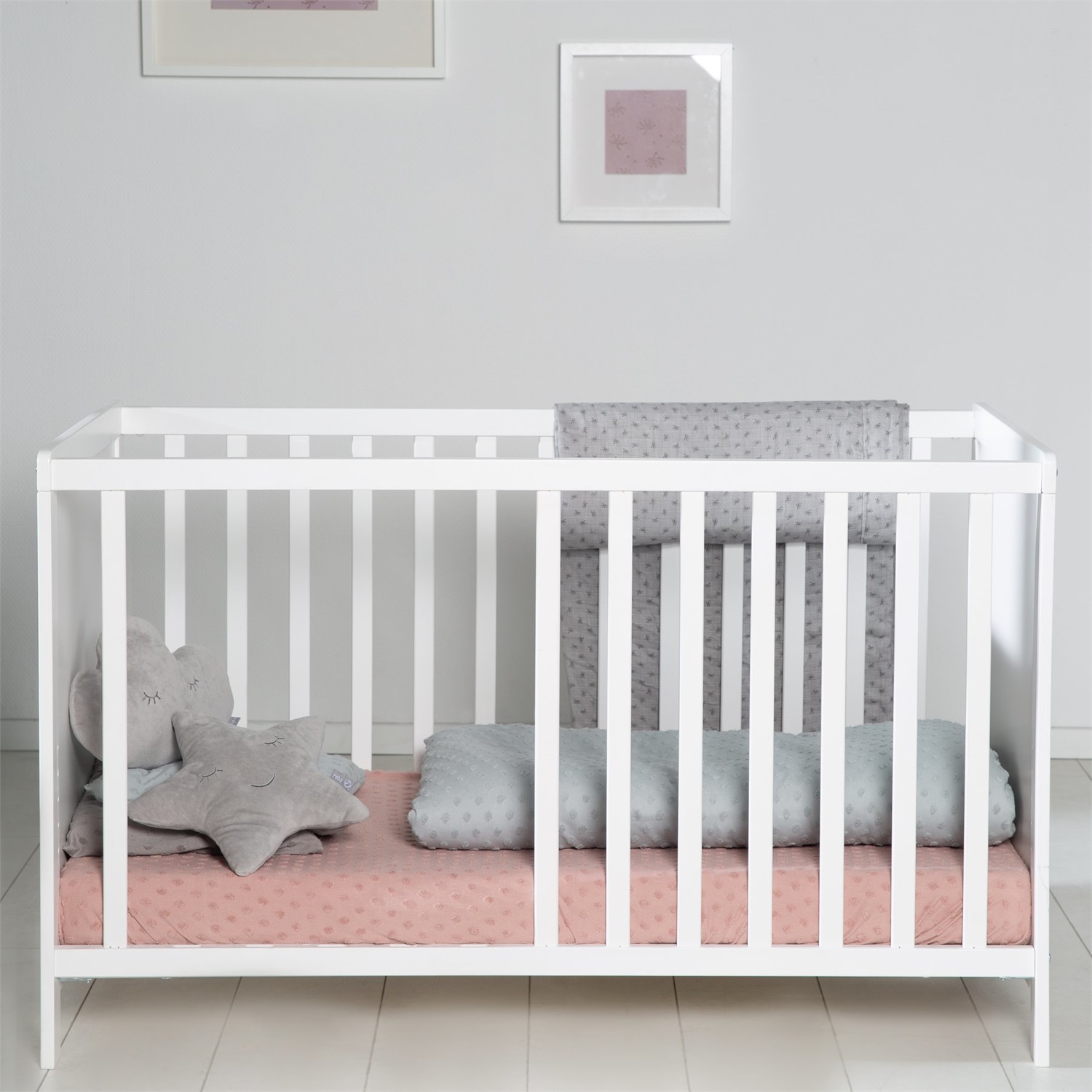 roba Lettino Co-sleeping 60x120 cm in Legno Bianco, Rete a Doghe Inclusa, Regolabile in Altezza, 5 Pioli Estraibili