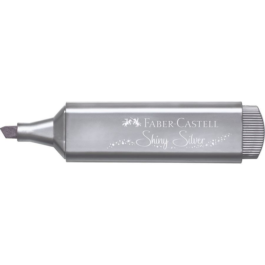 Faber-Castell Textliner 46 Metallic Evidenziatore Argento - Punta smussata con larghezze di tratto 1, 2 e 5 mm