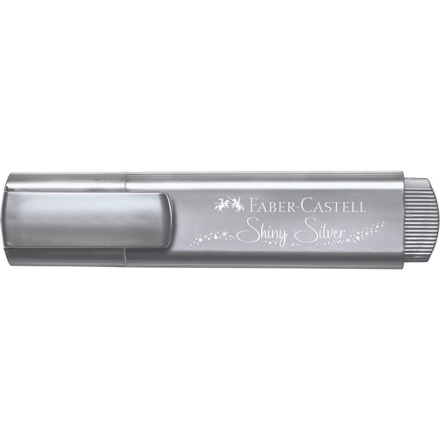 Faber-Castell Textliner 46 Metallic Evidenziatore Argento - Punta smussata con larghezze di tratto 1, 2 e 5 mm