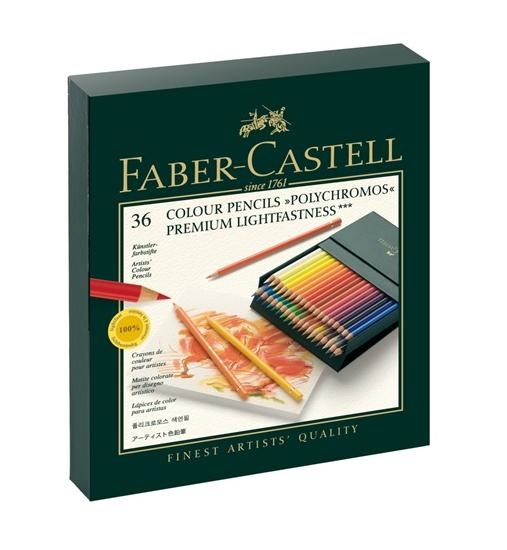 Faber-Castell Polychromos Matite Colorate Professionali, Set da 36 Matite con Mina da 3,8 mm in Box Similpelle, Pigmenti Brillanti e Resistenti all'Acqua