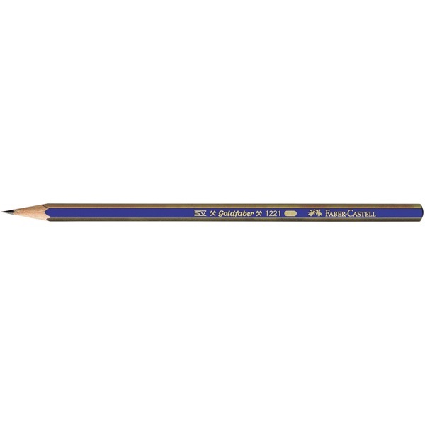 Faber-Castell Goldfaber 1221 Matita in Grafite F - Fusto Esagonale Oro e Blu - Mina Morbida e Resistente