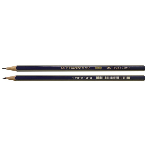 Faber-Castell Goldfaber 1221 Matita in Grafite F - Fusto Esagonale Oro e Blu - Mina Morbida e Resistente