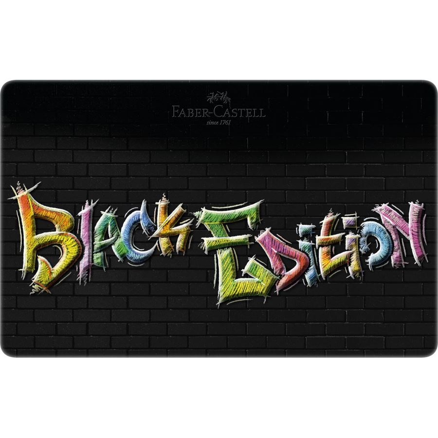 Faber-Castell 116437 Black Edition - 36 Matite Colorate in Astuccio di Metallo, Mina SuperSoft, Forma Triangolare Ergonomica, Resistenti alla Rottura