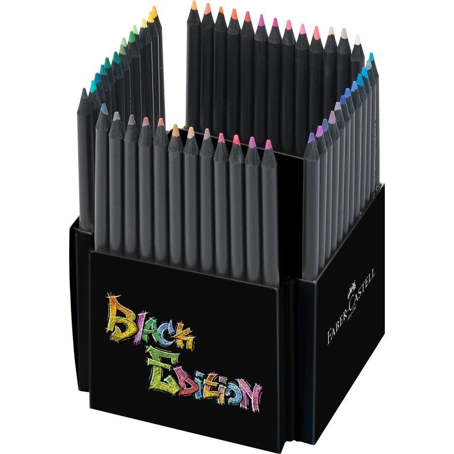 Faber-Castell 116450 Black Edition Set di 50 Matite Colorate - Mina Supersoft, Resistenti alla Rottura, Fusto Triangolare Ergonomico, Colori Vibranti per Carta Chiara e Scura
