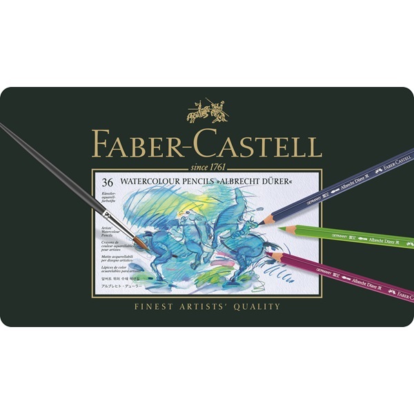 Faber-Castell Albrecht Dürer Matite Acquerellabili 36 pz - Mina da 3,8 mm, Pigmenti Idrosolubili, Astuccio in Metallo