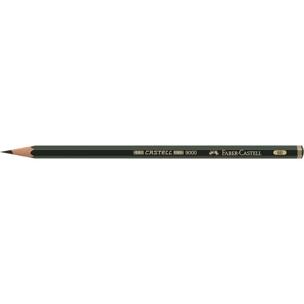 Faber-Castell Matita di Grafite CASTELL 9000 6B - Sezione Esagonale, Laccata con Vernice a Base d'Acqua, Sistema SV, Confezione da 12 Pezzi
