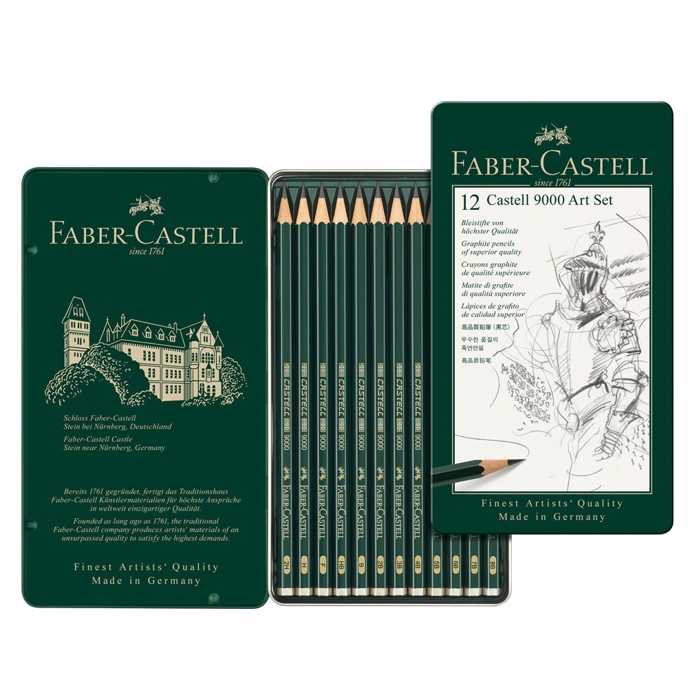 Faber-Castell Set di Matite Grafite Castell 9000 - 12 Pezzi con Gradazioni da 8B a 2H, Ideali per Arte e Schizzi