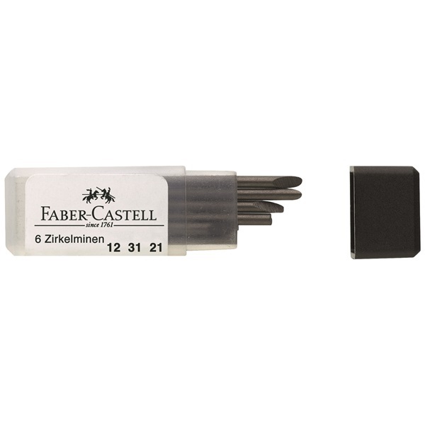 Faber-Castell Astuccio 6 mine H per compasso 2 mm - 123121, estremamente resistenti alla rottura
