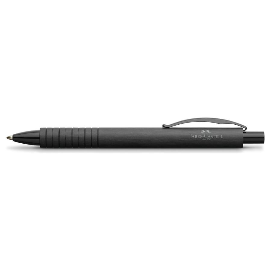 Faber-Castell Essentio Penna a sfera Nero - Punta B, Fusto in Alluminio Anodizzato, Impugnatura Ergonomica