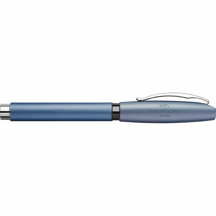 Faber-Castell Essentio Penna Roller Blu in Alluminio con Refill Nero ad Asciugatura Rapida - 1 Pz