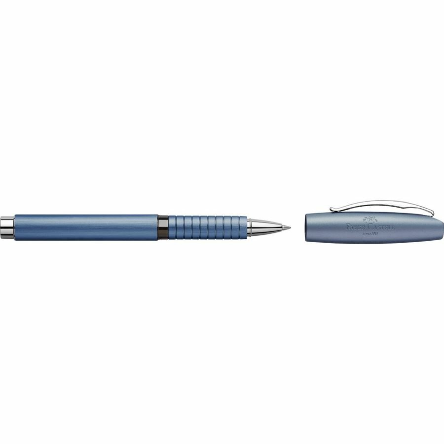 Faber-Castell Essentio Penna Roller Blu in Alluminio con Refill Nero ad Asciugatura Rapida - 1 Pz