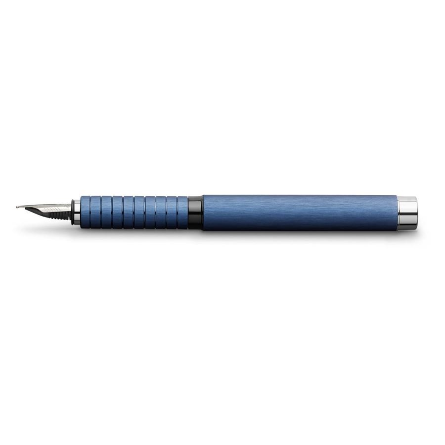 Faber-Castell Essentio Penna Stilografica Blu - Fusto in Alluminio Anodizzato, Pennino in Acciaio M, Zona di Presa Ergonomica