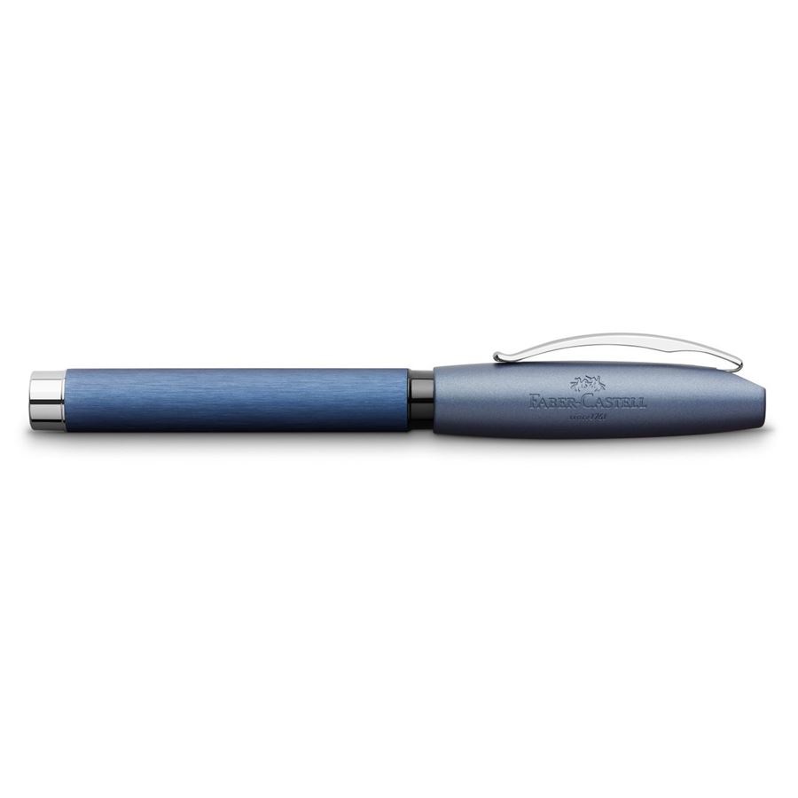 Faber-Castell Essentio Penna Stilografica Blu - Fusto in Alluminio Anodizzato, Pennino in Acciaio M, Zona di Presa Ergonomica