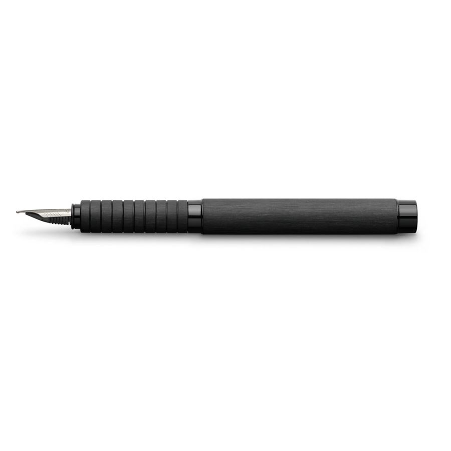 Faber-Castell Essentio Penna Stilografica Media Nero - Fusto in Alluminio Anodizzato, Impugnatura Ergonomica, Pennino in Acciaio M
