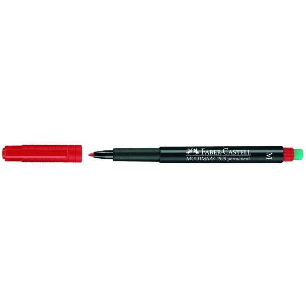 Faber-Castell Multimark 1525 M Marcatore Permanente Rosso 1,0 mm - Cancellabile con Gommino