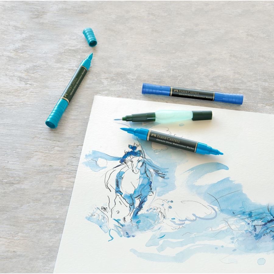 Faber-Castell Albrecht Dürer Marker Acquerellabili, Confezione da 10 pz, Doppia Punta, Inchiostro a Base d'Acqua
