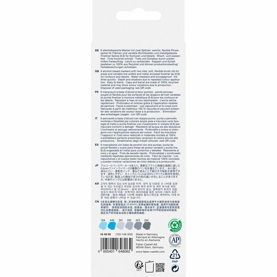 Faber-Castell Goldfaber Sketch Marker - Set di 6 Pennarelli a Base Alcolica con Punta a Pennello e Fineliner