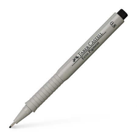 Faber-Castell Ecco Pigment Penna Tecnica Punta in Fibra 0,8 mm Nero - Resistente all'Acqua e alla Luce, Impugnatura Ergonomica