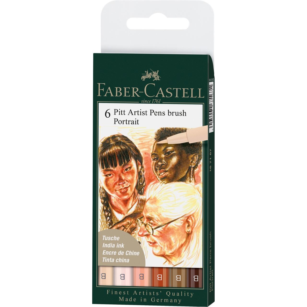 Faber-Castell Set Pitt Artist Pen - 6 Penne con Punta Pennello per Ritratti