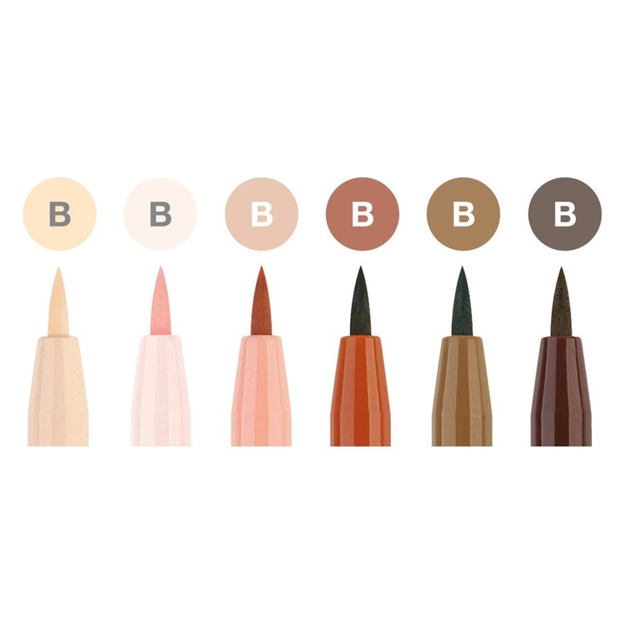 Faber-Castell Set Pitt Artist Pen - 6 Penne con Punta Pennello per Ritratti