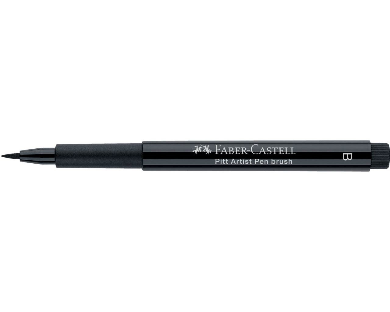 Faber-Castell 167499 - Penna a inchiostro Pitt Artist Pen con punta pennello flessibile, larghezza linea B, colore Nero (199), 1 pz