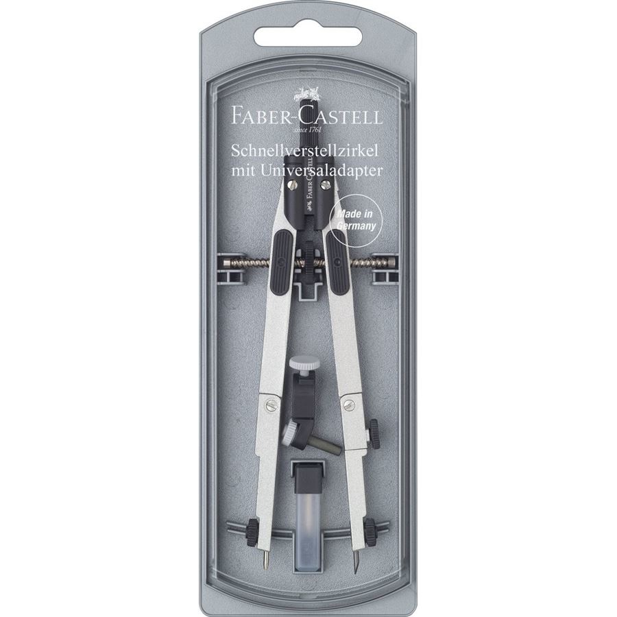 Faber-Castell 174014 Balaustrone a Regolazione Rapida in Acciaio Inox - Gambe Pieghevoli, Diametro Max Cerchio 450 mm, Inclusi Adattatore e Ricambi