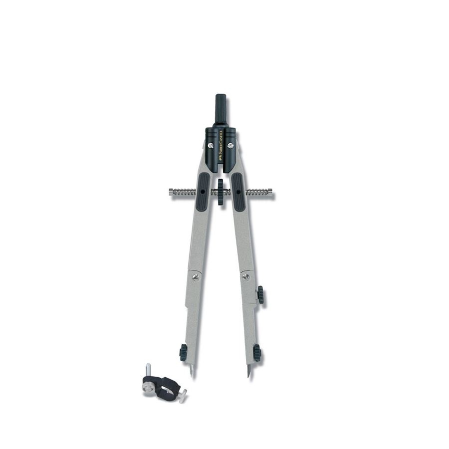 Faber-Castell 174014 Balaustrone a Regolazione Rapida in Acciaio Inox - Gambe Pieghevoli, Diametro Max Cerchio 450 mm, Inclusi Adattatore e Ricambi