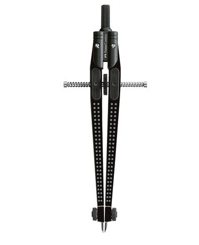 Faber-Castell Compasso a Regolazione Rapida 174434 Nero - 5 Pezzi, Balaustrone per Cerchi fino a 390mm, Parti di Ricambio e Mine Incluse