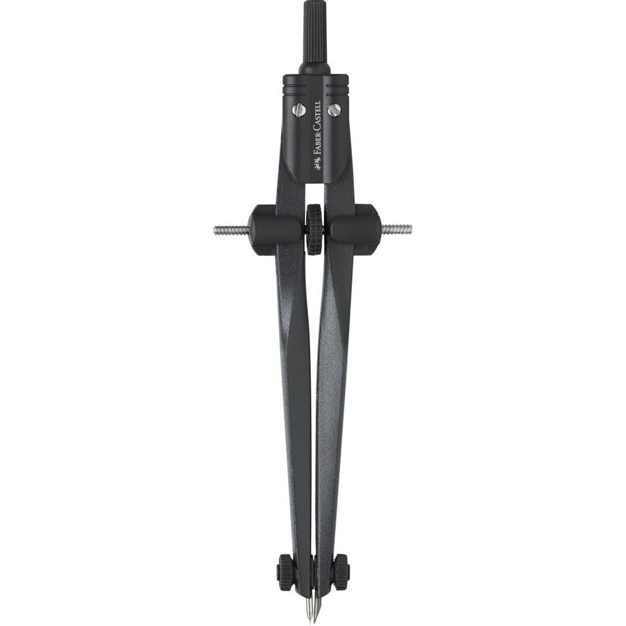 Faber-Castell 174530 Compasso Stream Nero - Regolazione di Precisione, Diametro Max 340 mm, Materiale Antracite e Nero Acrilico, Parti di Ricambio Incluse