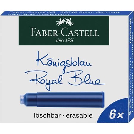 Faber-Castell 185506 - Cartucce d'inchiostro Standard Blu Royal per Penna Stilografica, 6 Pezzi